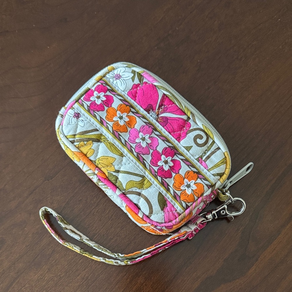 Vera Bradley Floral Wristlet in Pink, Orange, and White